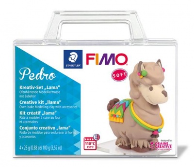 Modelovacia hmota, sada, 4x25 g, možno vypáliť, FIMO "Soft Creative", lama Pedro