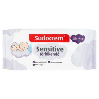 Vlhčené utierky, 55 ks, SUDOCREM "Sensitive"
