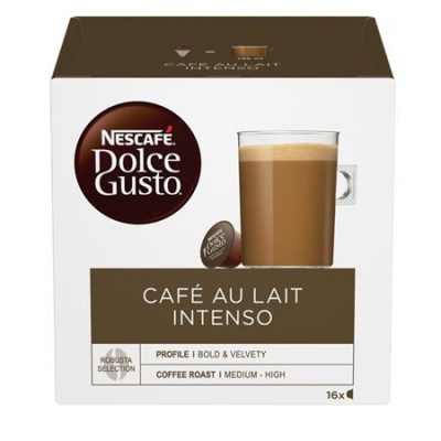 Kávové kapsule, 16 ks, NESCAFÉ DOLCE GUSTO "Café au Lait Intenso"