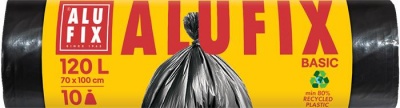 Vrece na odpad, 120 l, 10 ks, 70 x 100 cm, 17 µ, ALUFIX "Economy", čierne