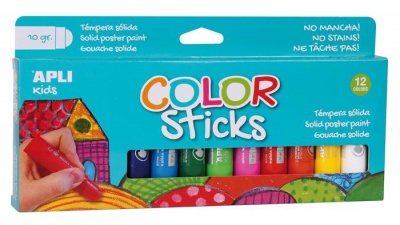 Temperové tyčinky, sada, APLI Kids "Color Sticks", 12 rôznych farieb