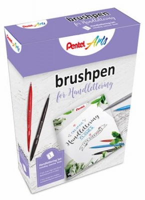 Kaligrafické štetce, sada, PENTEL "Brush Sign", 4 rôzne farby