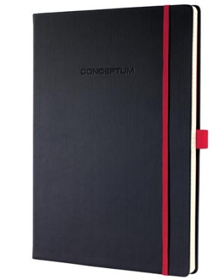 Zápisník, exkluzívny, A4, linajkový, 97 strán, tvrdá obálka, SIGEL "Conceptum Red Edition", čierno-červená