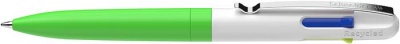 Guľôčkové pero, 0,5 mm, stláčací mechanizmus, 4 farby, SCHNEIDER "Take 4 Neon", zelené-biele