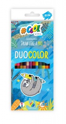 Farebné ceruzky, sada, trojhranné, obojstranné, COOL BY VICTORIA "Duocolor", 24 rôznych farieb
