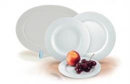 Plytký tanier, porcelán, 24 cm, 6 ks, ROTBERG, "Basic", biely