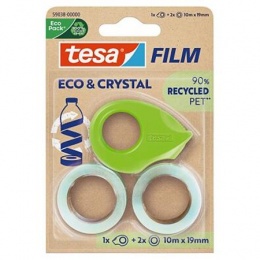 Lepiaca páska s dávkovačom, 2 ks 19 mm x 10 m, TESA "Eco&Crystal", priehľadná